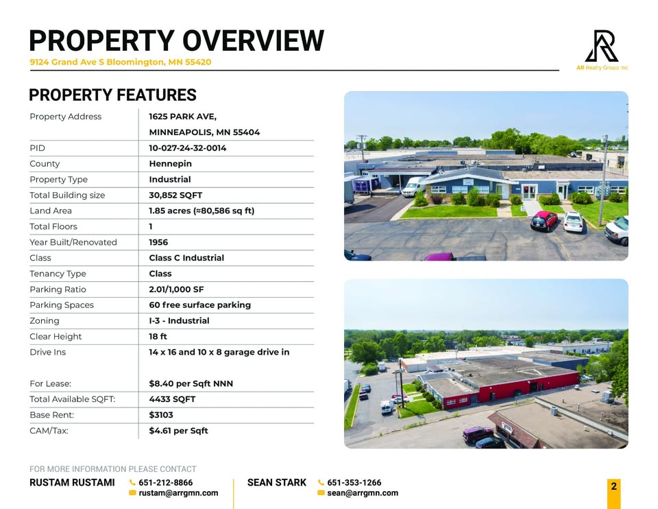 4400 sf Heated Warehouse space