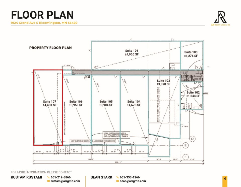 4400 sf Heated Warehouse space
